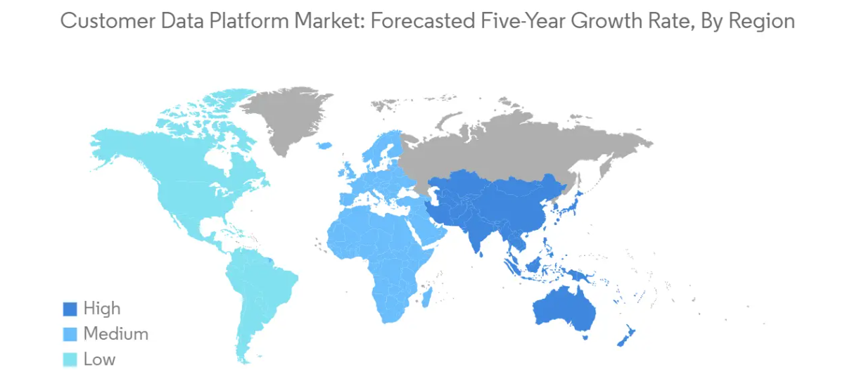 Market Analysis of Customer Data Platform Market: Forecasted Growth Rate by Region